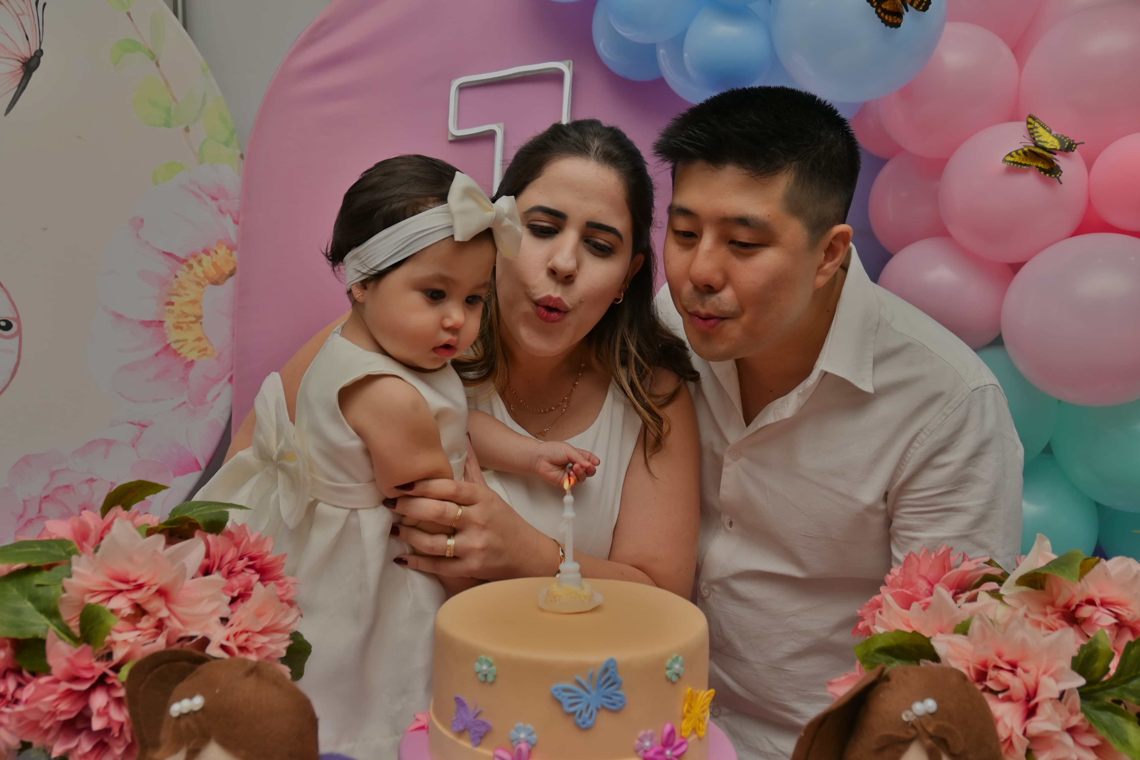 Sofia Ayumi sorrindo em seu aniversário